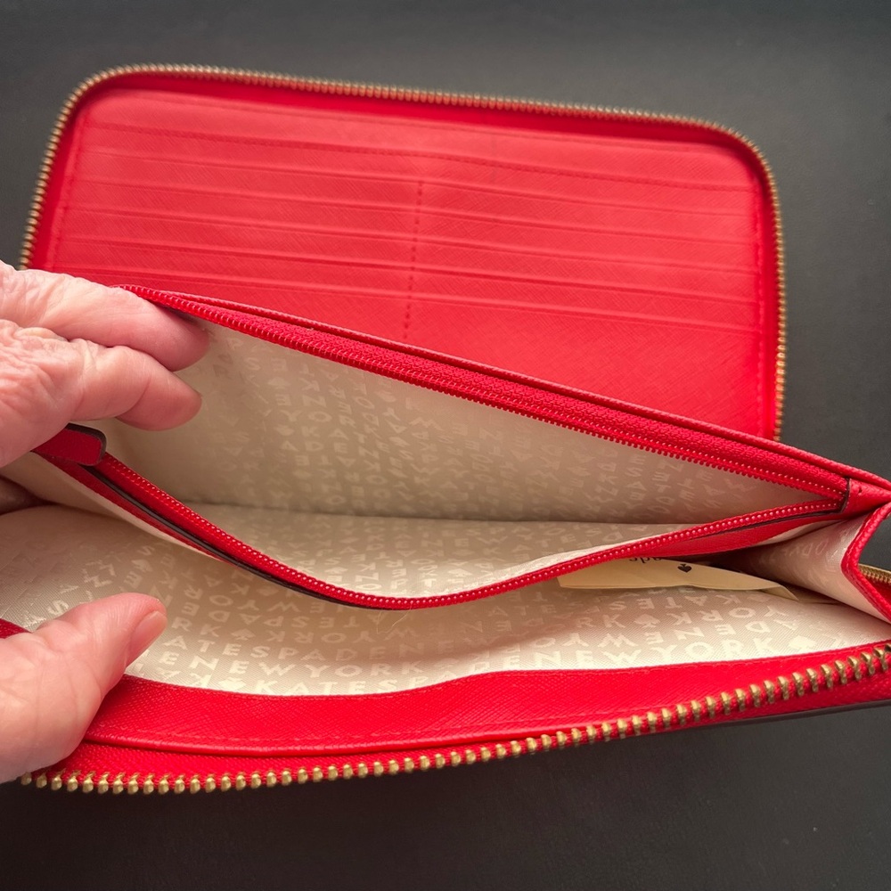 Kate Spade Large Madison Continental Red Zip-Around Wallet - NWOT - Picture 8 of 9
